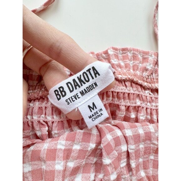 BB DAKOTA Lust For Life Pink Rose Blush Gingham Seersucker Shift Dress, Size M - Picture 11 of 13